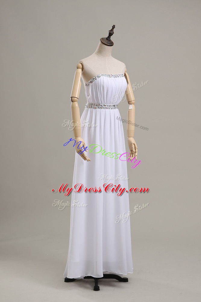 Luxury White Bridal Gown Wedding Party with Beading Strapless Sleeveless Backless