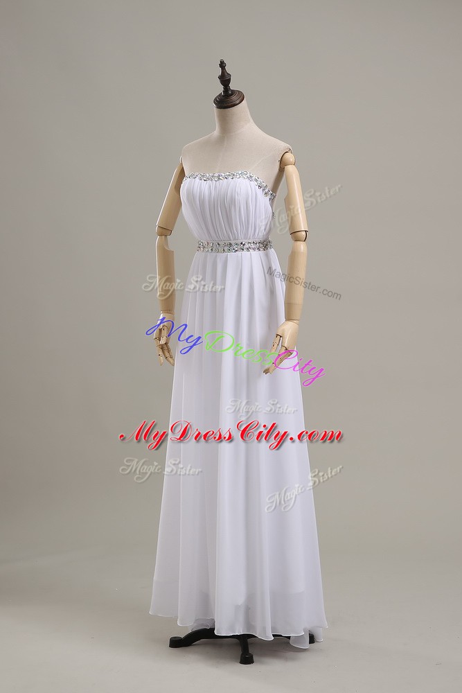 Luxury White Bridal Gown Wedding Party with Beading Strapless Sleeveless Backless