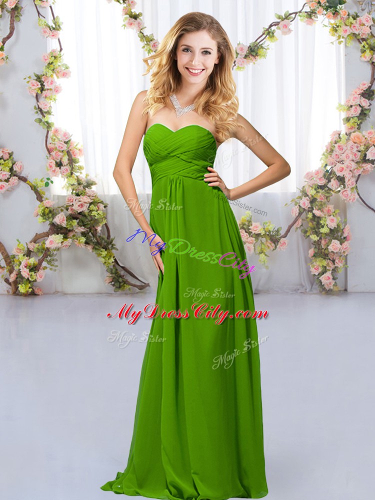 Floor Length Criss Cross Wedding Guest Dresses Green for Wedding Party with Beading