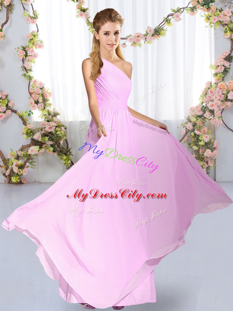 Sleeveless Ruching Lace Up Bridesmaid Gown