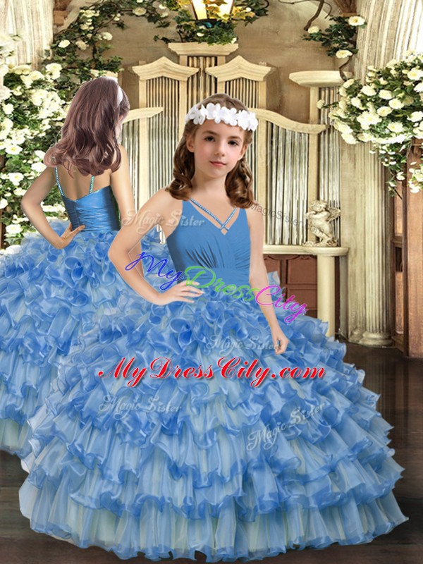 Cheap Organza Sleeveless Floor Length Pageant Dresses and Ruffled Layers