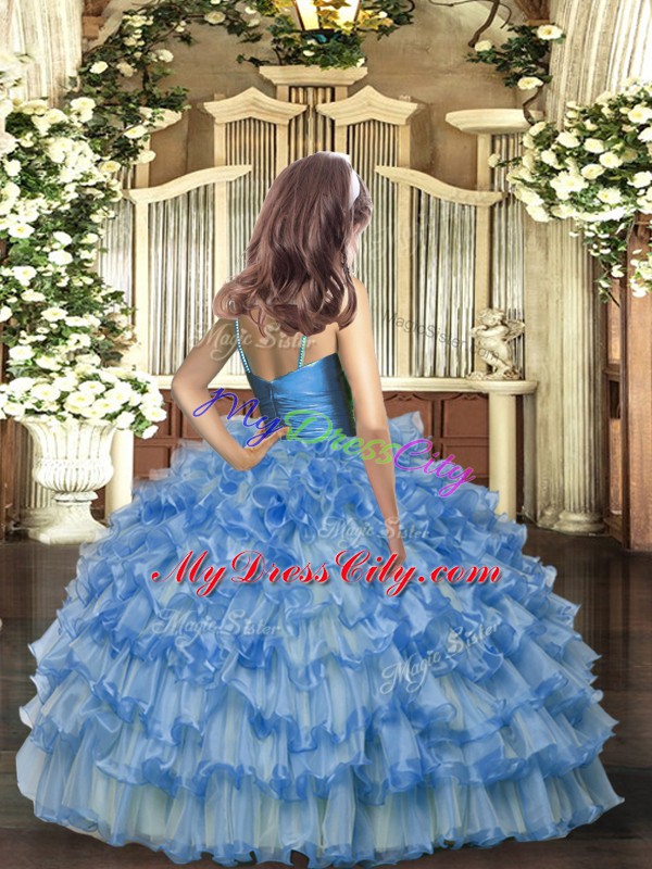 Cheap Organza Sleeveless Floor Length Pageant Dresses and Ruffled Layers