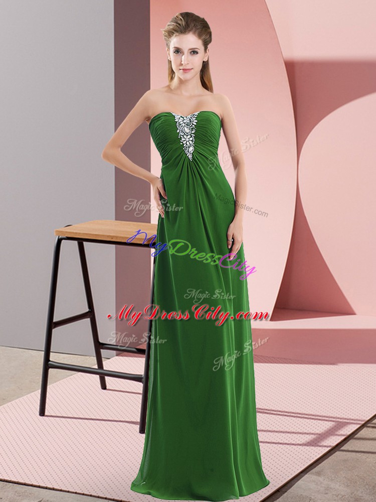 Sweetheart Sleeveless Zipper Prom Dress Green Chiffon