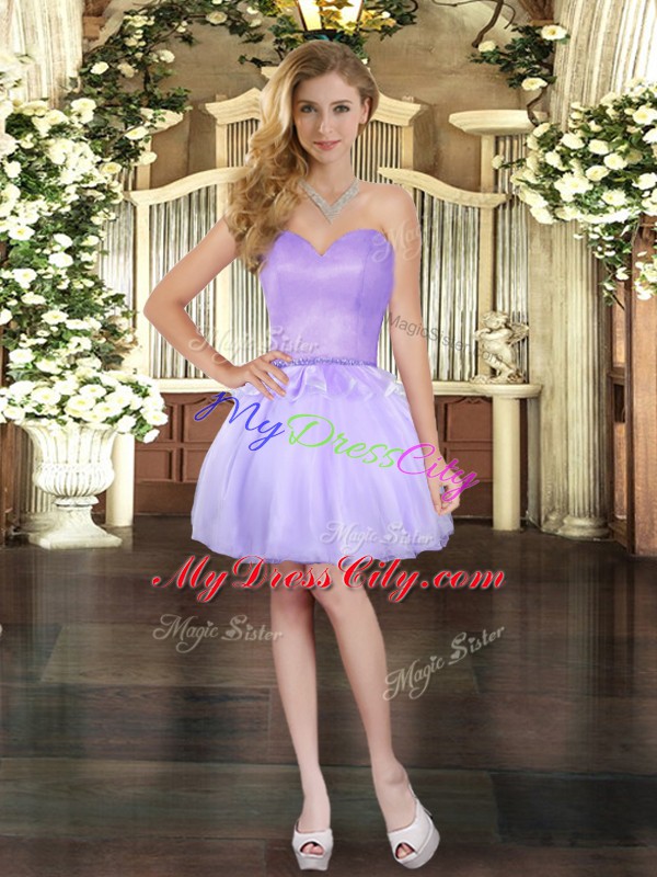 On Sale Lavender Sweetheart Neckline Beading Dress for Prom Sleeveless Lace Up