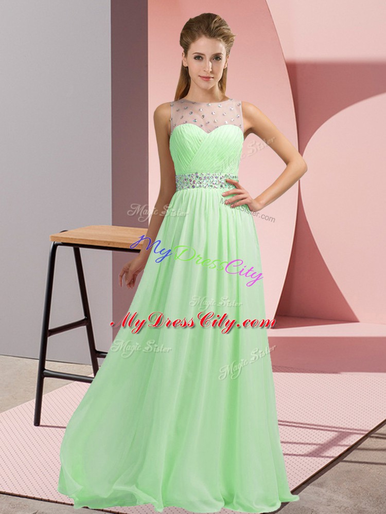 Exceptional Floor Length Backless Evening Dress for Prom and Party with Beading