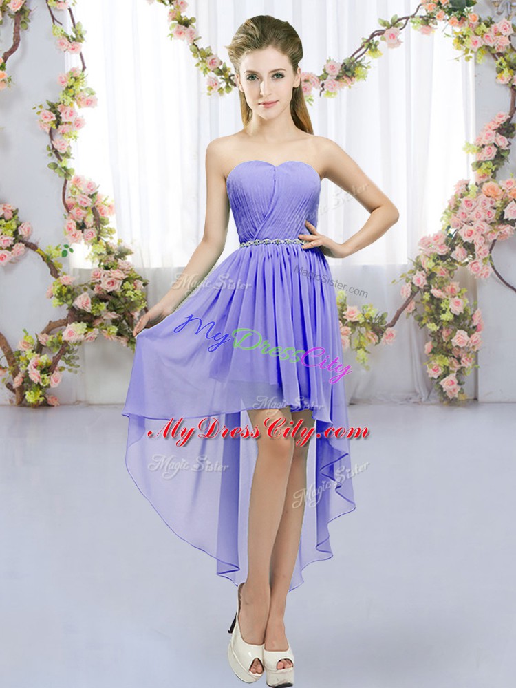 Lavender Sweetheart Lace Up Beading Bridesmaid Gown Sleeveless