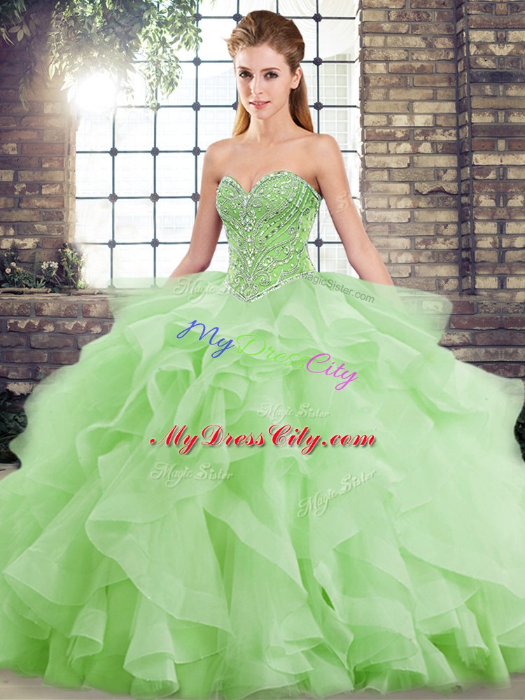 Quinceanera Dresses Sweetheart Sleeveless Brush Train Lace Up