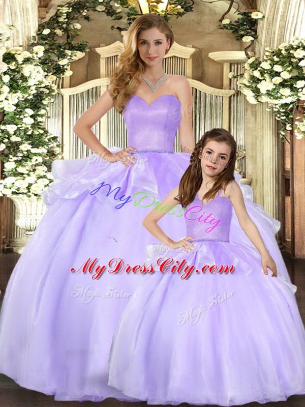 Clearance Lavender Lace Up Sweetheart Beading Ball Gown Prom Dress Organza Sleeveless