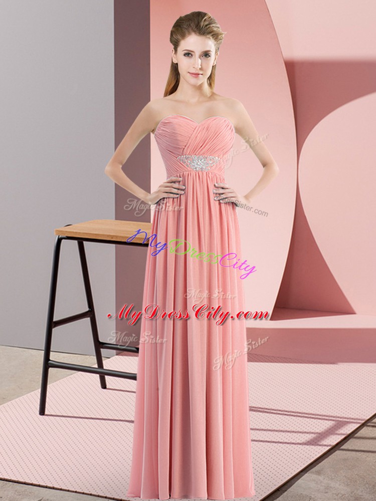 Dazzling Sweetheart Sleeveless Chiffon Prom Gown Beading Zipper