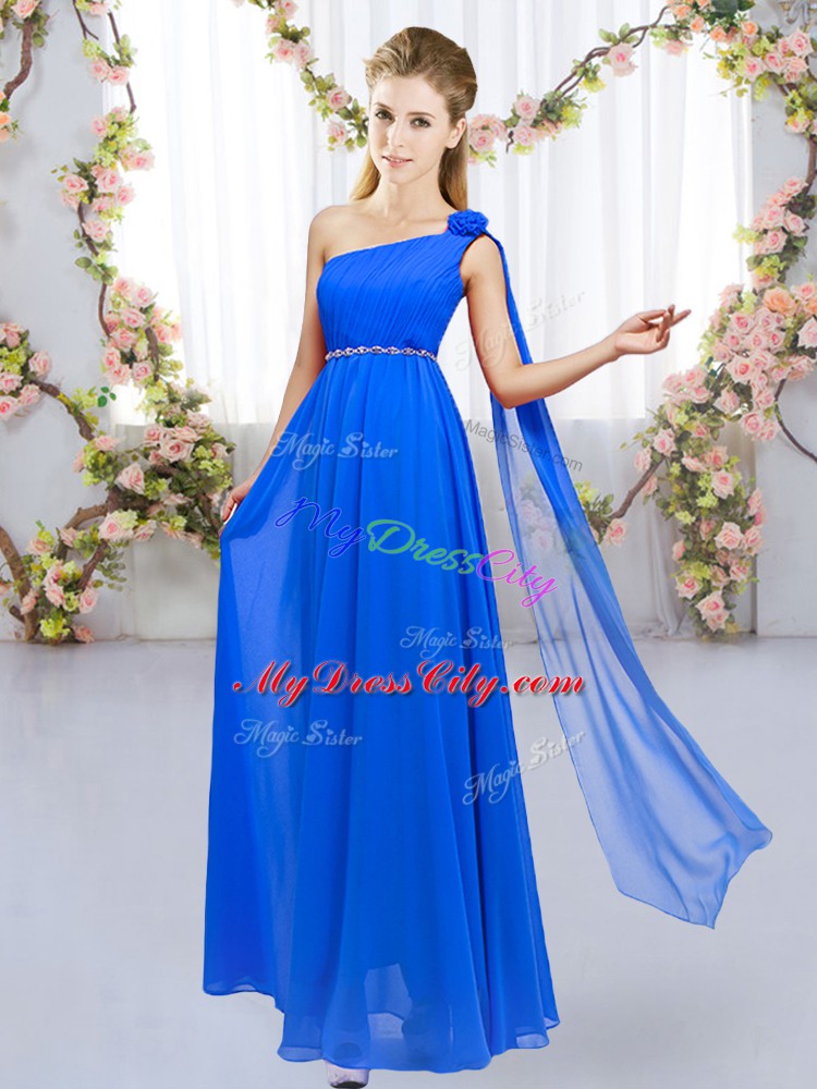 Sleeveless Lace Up Floor Length Beading and Hand Made Flower Quinceanera Dama Dress