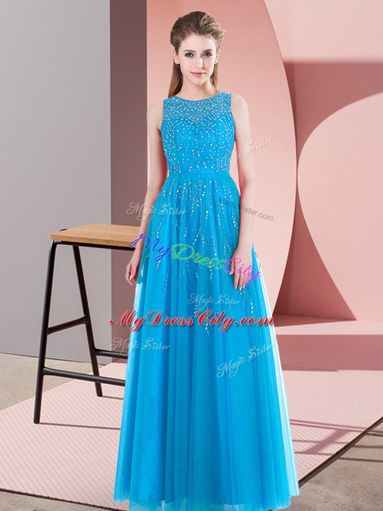 Sleeveless Side Zipper Floor Length Beading Going Out Dresses