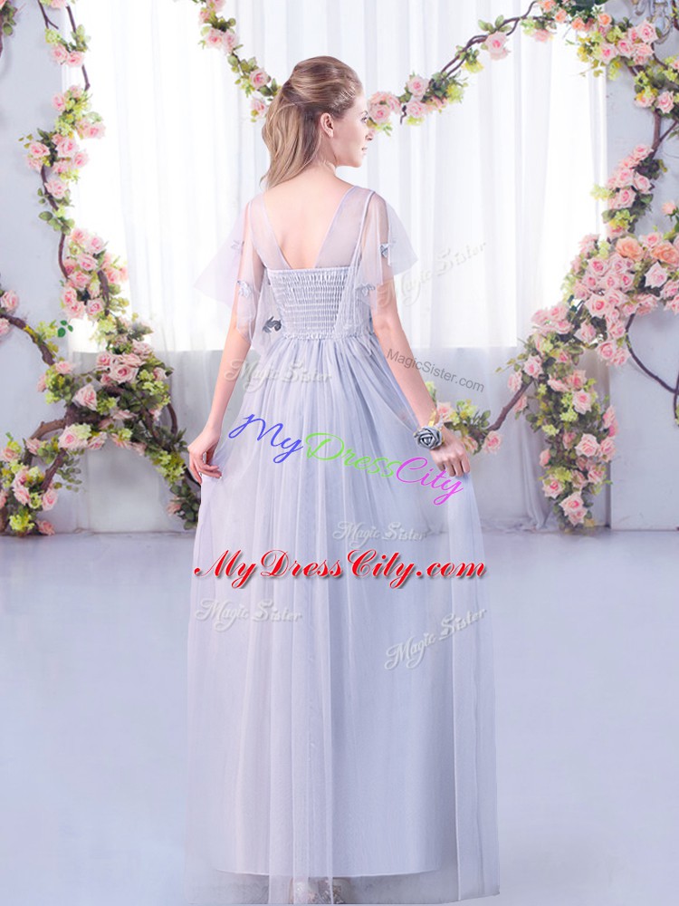 Exquisite Short Sleeves Lace and Belt Side Zipper Wedding Guest Dresses