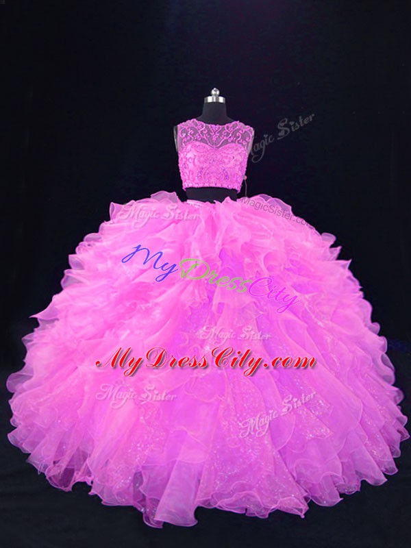 Enchanting Sleeveless Zipper Floor Length Beading and Ruffles Quinceanera Dress