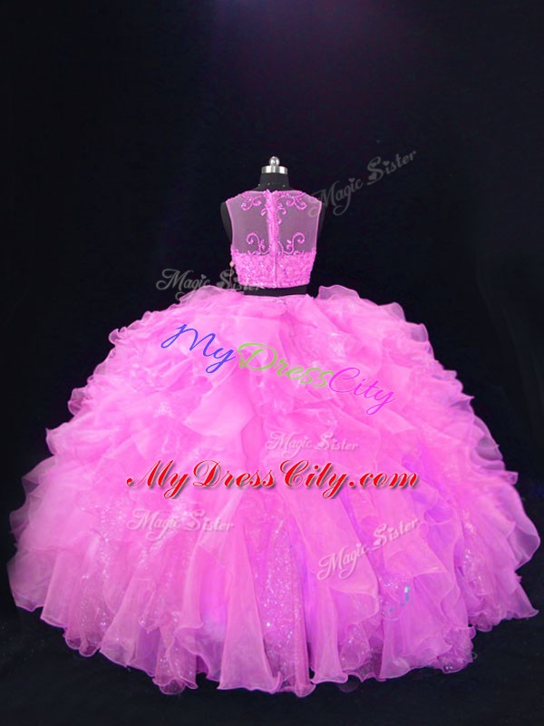 Enchanting Sleeveless Zipper Floor Length Beading and Ruffles Quinceanera Dress