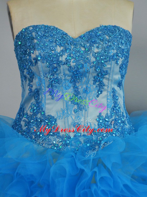 Fancy Lace Up 15 Quinceanera Dress Multi-color for Sweet 16 and Quinceanera with Appliques and Ruffles