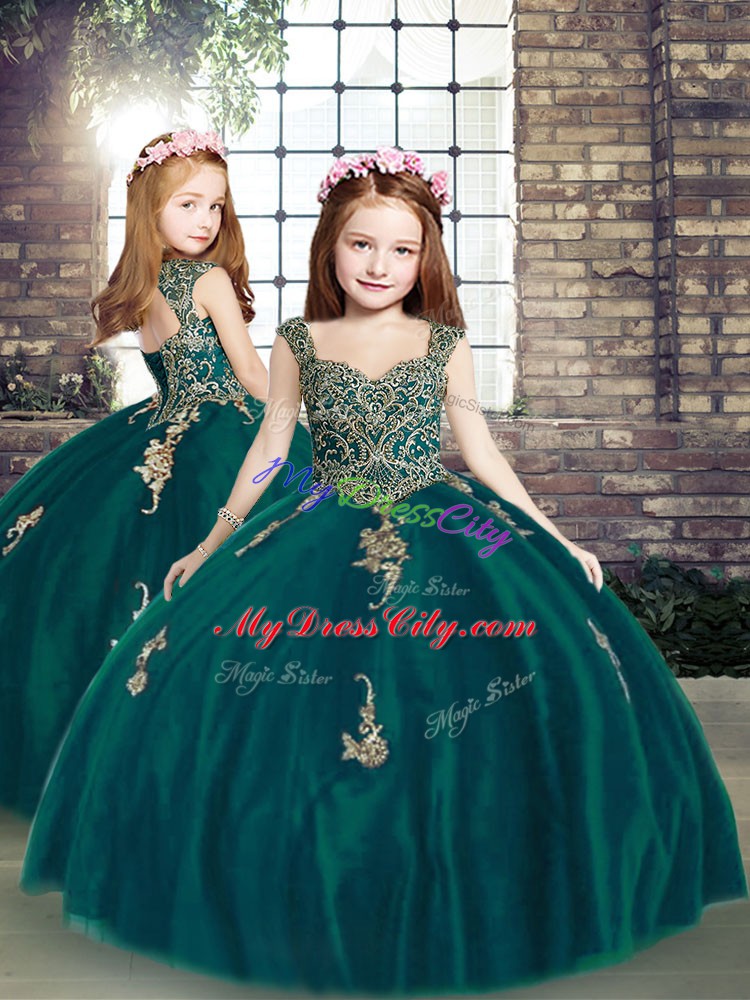 Cheap Sleeveless Appliques Lace Up Little Girls Pageant Dress Wholesale