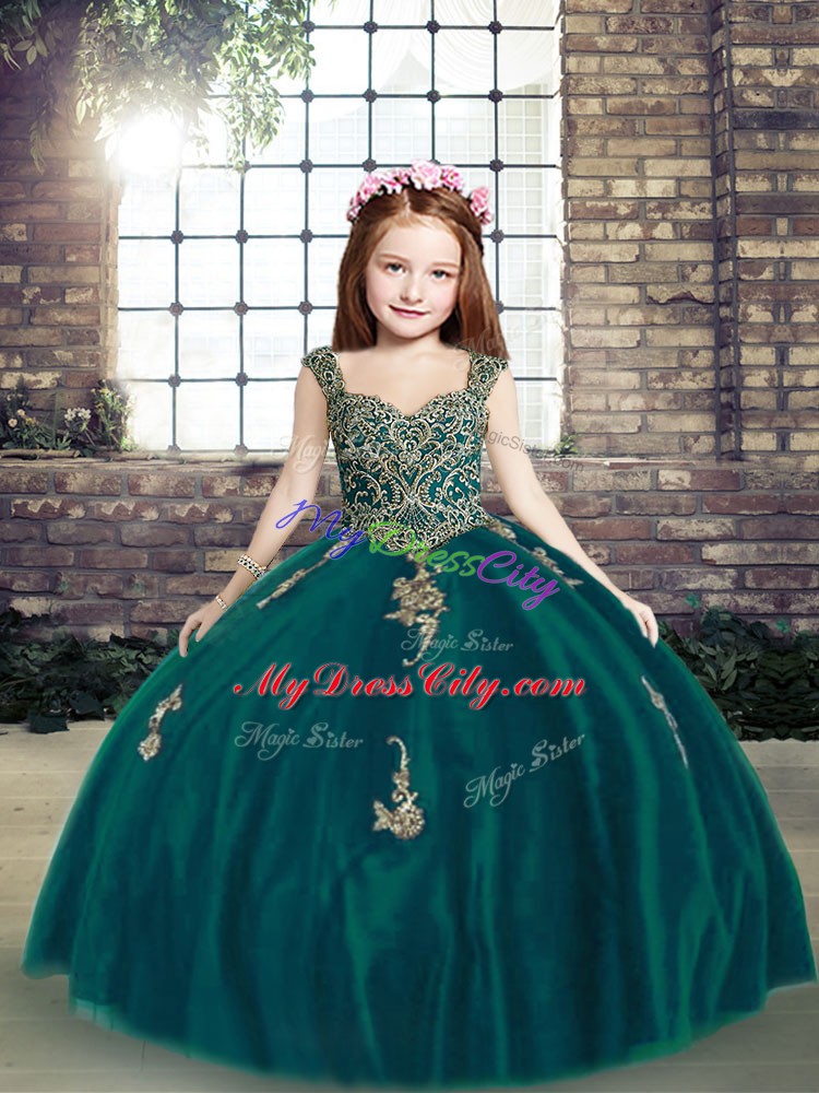 Cheap Sleeveless Appliques Lace Up Little Girls Pageant Dress Wholesale