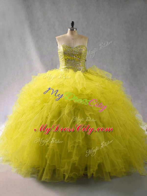 Green Sleeveless Beading and Ruffles Floor Length Quinceanera Dresses