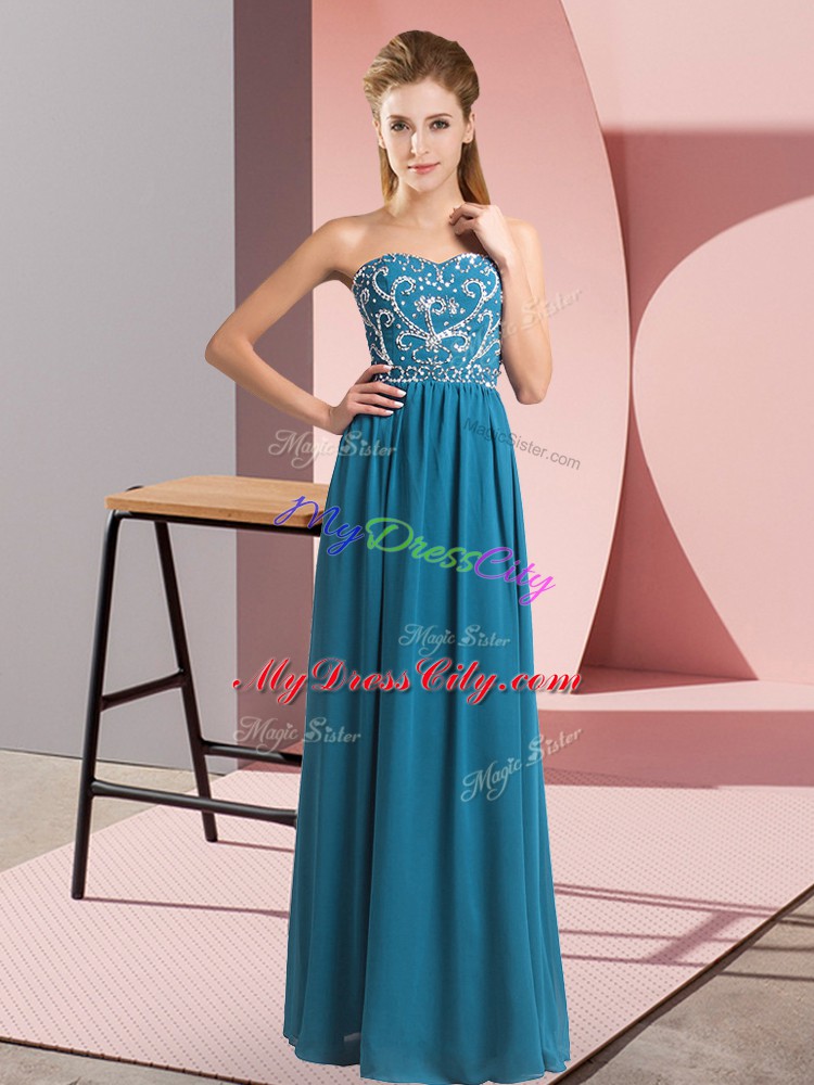 Modern Sleeveless Lace Up Floor Length Beading Formal Dresses