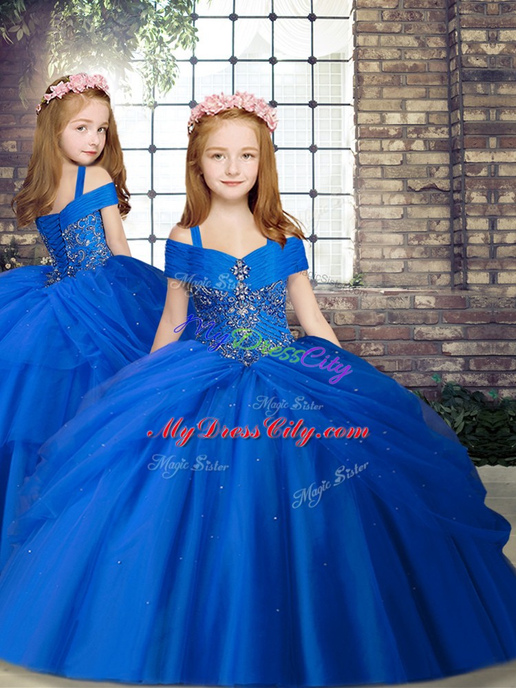 Sleeveless Beading Lace Up Little Girls Pageant Dress