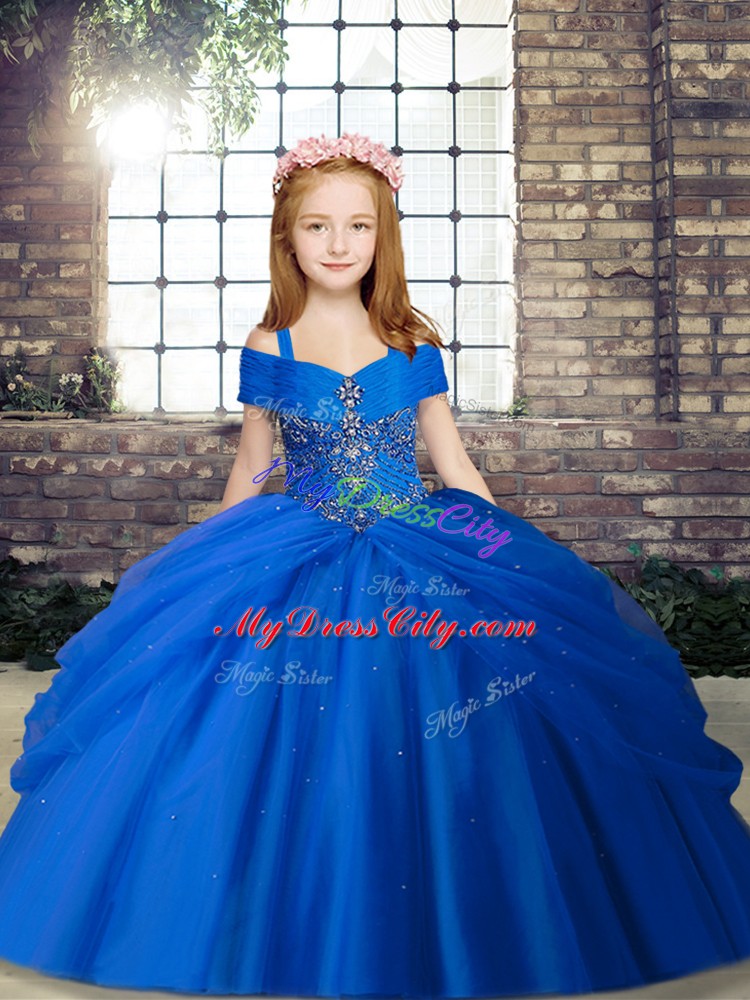 Sleeveless Beading Lace Up Little Girls Pageant Dress