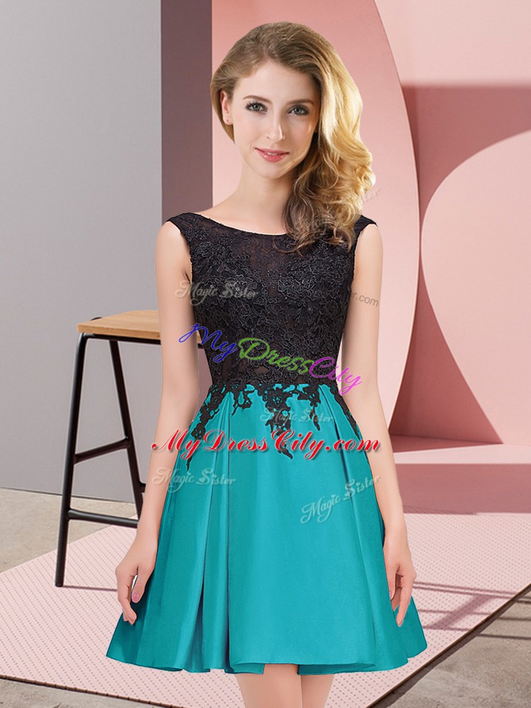 Satin Sleeveless Mini Length Wedding Party Dress and Lace