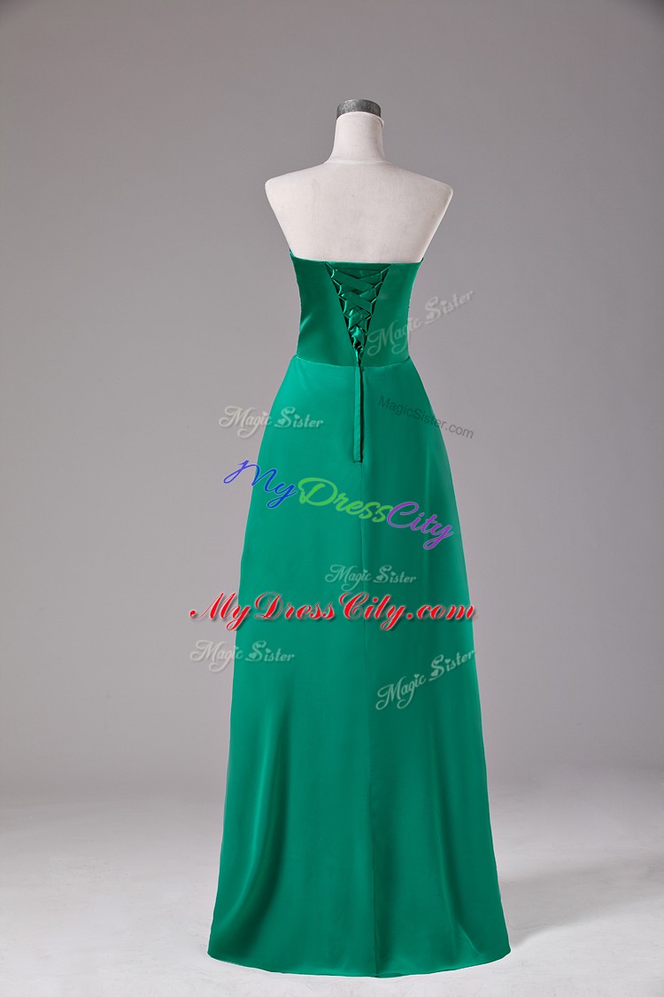 Green Sleeveless Floor Length Beading Zipper Homecoming Dress