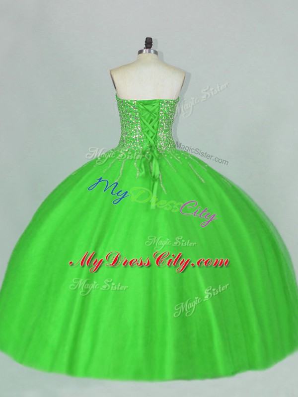 Floor Length Ball Gowns Sleeveless Green Sweet 16 Quinceanera Dress Lace Up