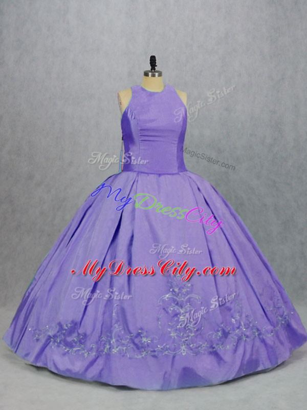 Customized Floor Length Ball Gowns Sleeveless Lavender 15th Birthday Dress Zipper