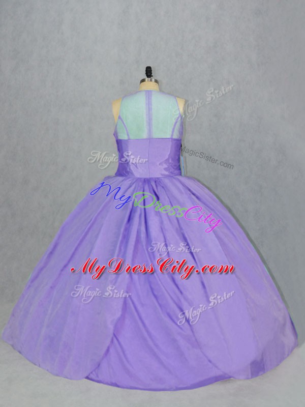 Customized Floor Length Ball Gowns Sleeveless Lavender 15th Birthday Dress Zipper