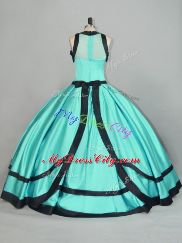 Aqua Blue 15th Birthday Dress Sweet 16 and Quinceanera with Ruching Scoop Sleeveless Zipper