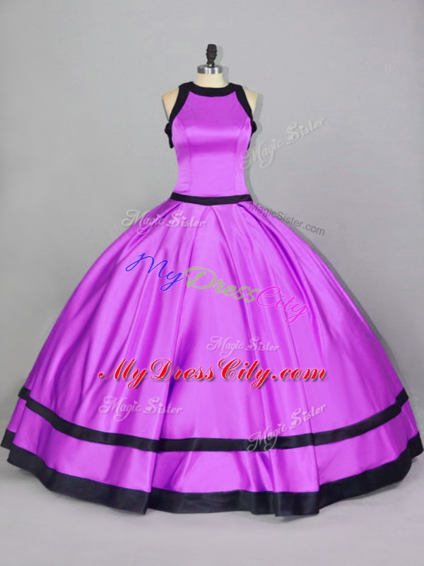 Lilac Scoop Neckline Ruching Quinceanera Dress Sleeveless Zipper