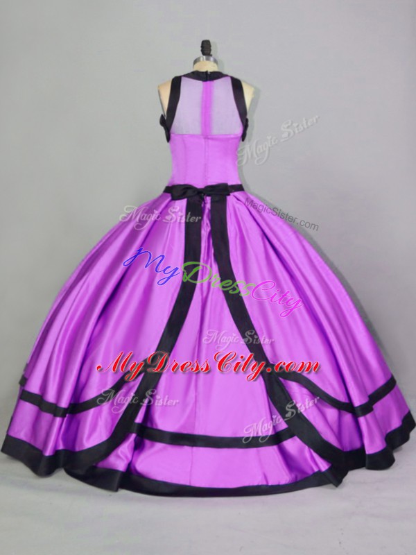 Lilac Scoop Neckline Ruching Quinceanera Dress Sleeveless Zipper