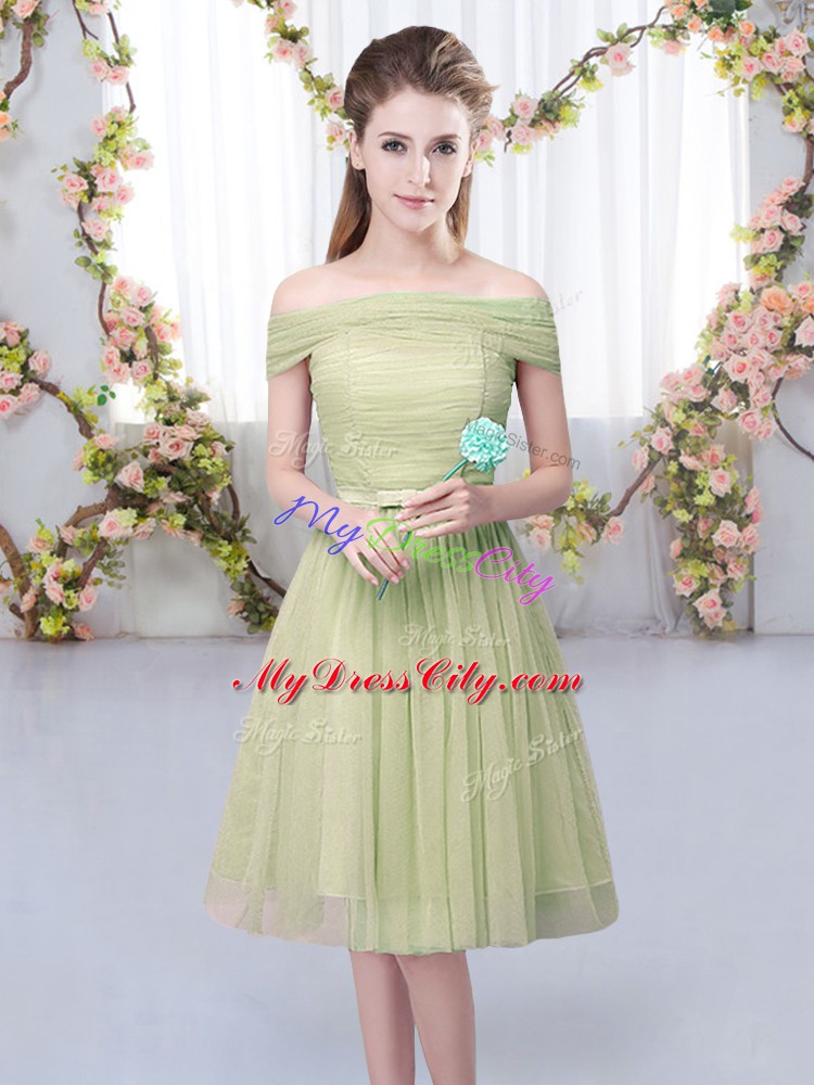 elegant-olive-green-wedding-party-dress-wedding-party-with-belt-off-the-shoulder-short-sleeves