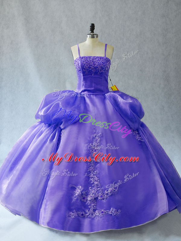 Organza Sleeveless Floor Length Sweet 16 Dresses and Appliques