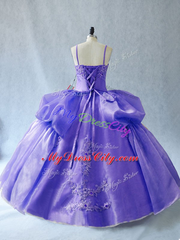 Organza Sleeveless Floor Length Sweet 16 Dresses and Appliques