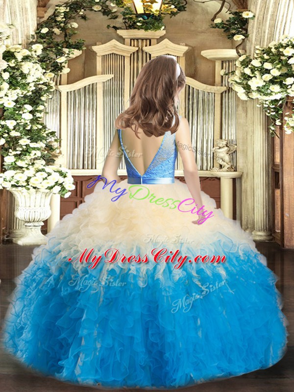 Top Selling Floor Length Ball Gowns Sleeveless Multi-color Little Girl Pageant Gowns Backless