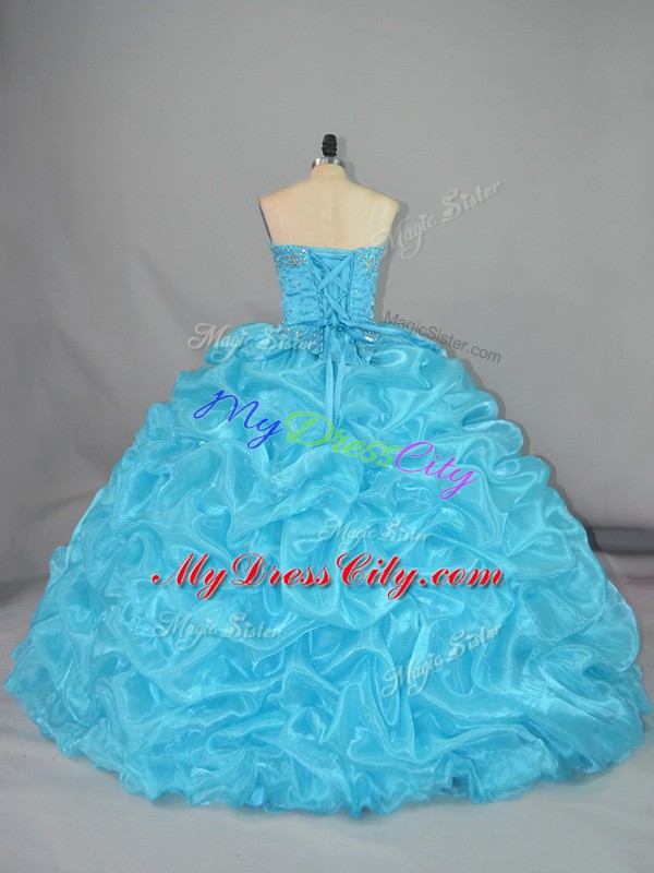 Luxury Organza Sleeveless Floor Length Ball Gown Prom Dress and Embroidery and Ruffles