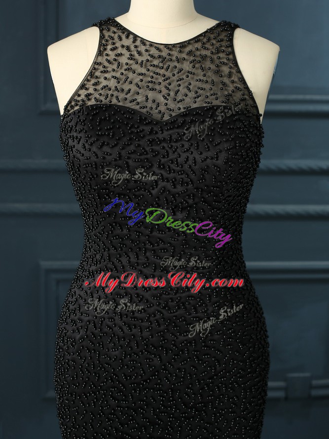 Black Prom Dresses Prom and Party and Military Ball with Beading Scoop Sleeveless Zipper