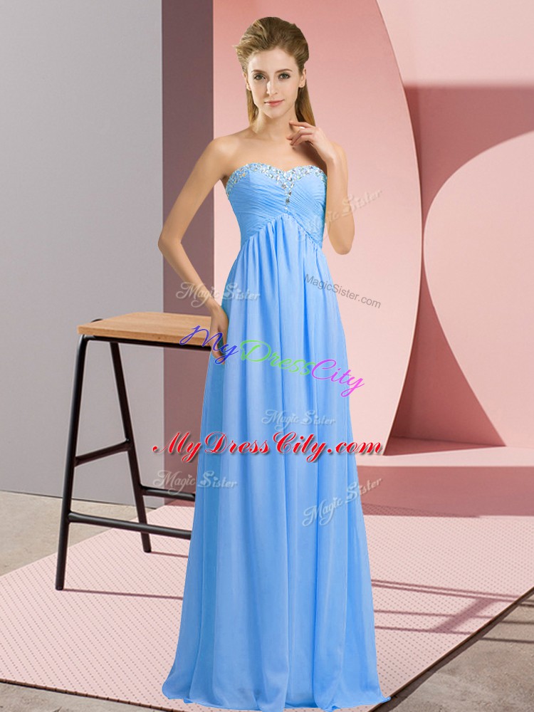 Sweetheart Sleeveless Lace Up Homecoming Dress Blue Chiffon