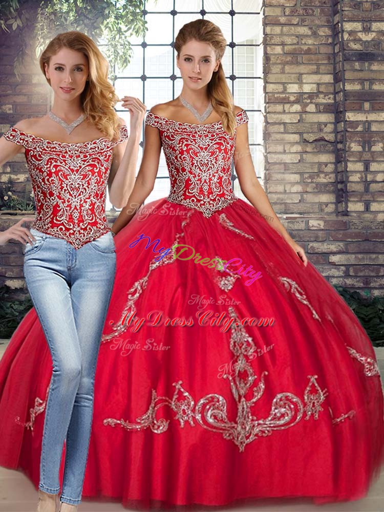 Sexy Sleeveless Beading and Embroidery Lace Up Sweet 16 Dresses