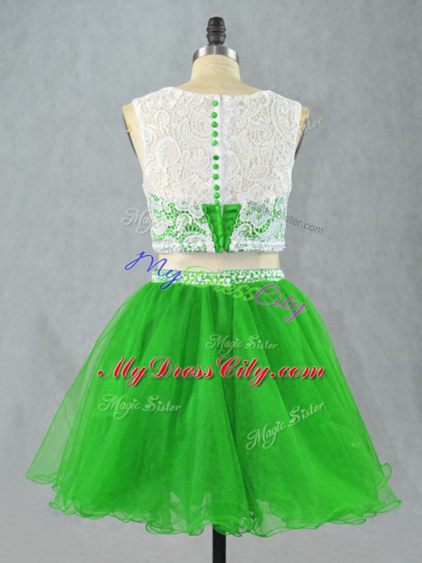 Glamorous Mini Length Green Dress for Prom Scoop Sleeveless Zipper