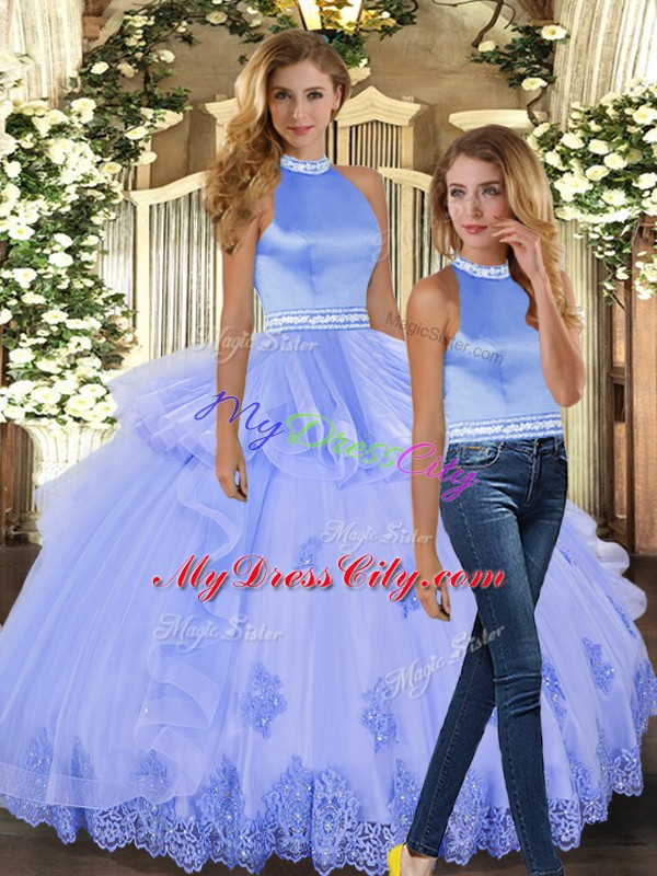 Sleeveless Backless Floor Length Beading and Appliques Sweet 16 Dresses