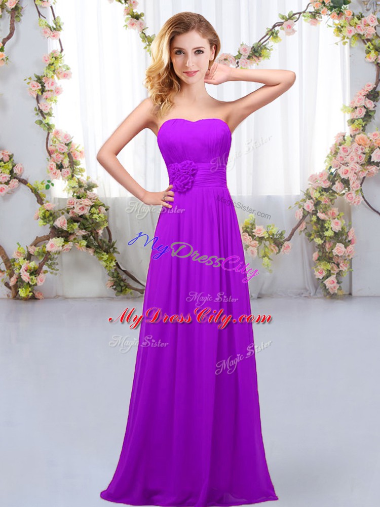 Empire Court Dresses for Sweet 16 Purple Sweetheart Chiffon Sleeveless Floor Length Lace Up