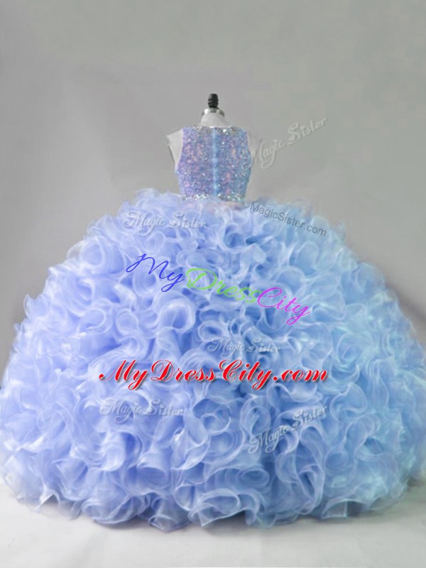 Lavender Zipper Quinceanera Dress Beading and Ruffles Sleeveless Floor Length