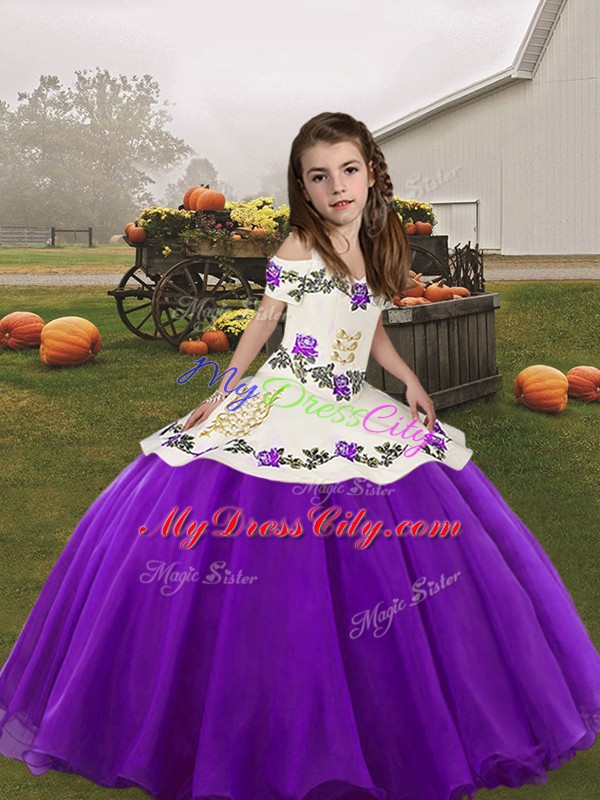 Organza Sleeveless Kids Formal Wear and Embroidery