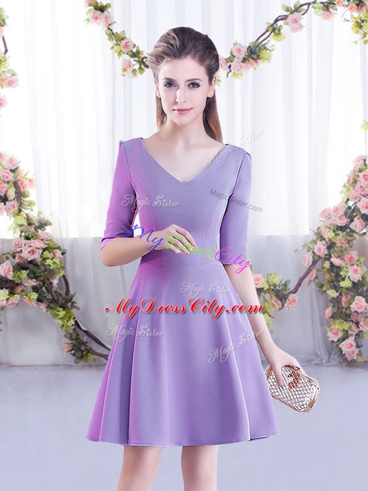 Customized Mini Length A-line Half Sleeves Lavender Bridesmaid Dresses Zipper