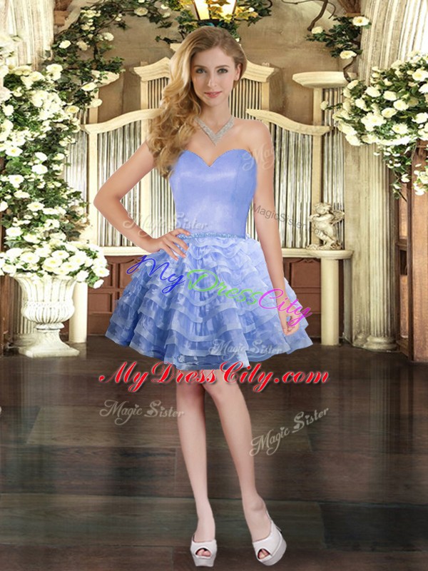 Lavender Sweetheart Neckline Ruffled Layers Prom Party Dress Sleeveless Lace Up