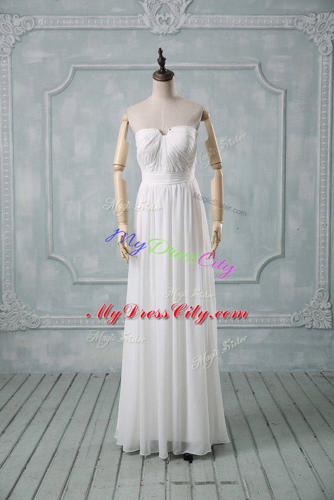 Cute White Sleeveless Chiffon Zipper Wedding Gowns for Wedding Party