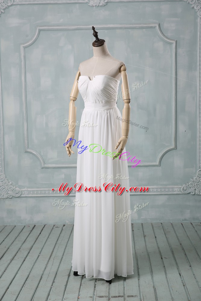 Cute White Sleeveless Chiffon Zipper Wedding Gowns for Wedding Party